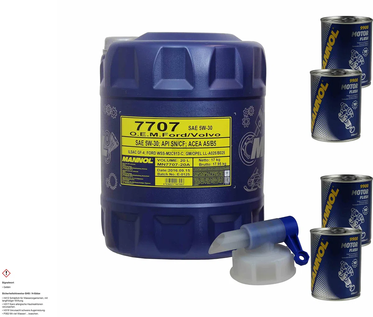 20L Motoröl MANNOL 7707 5W-30 4x Motor Flush ADDITIV
