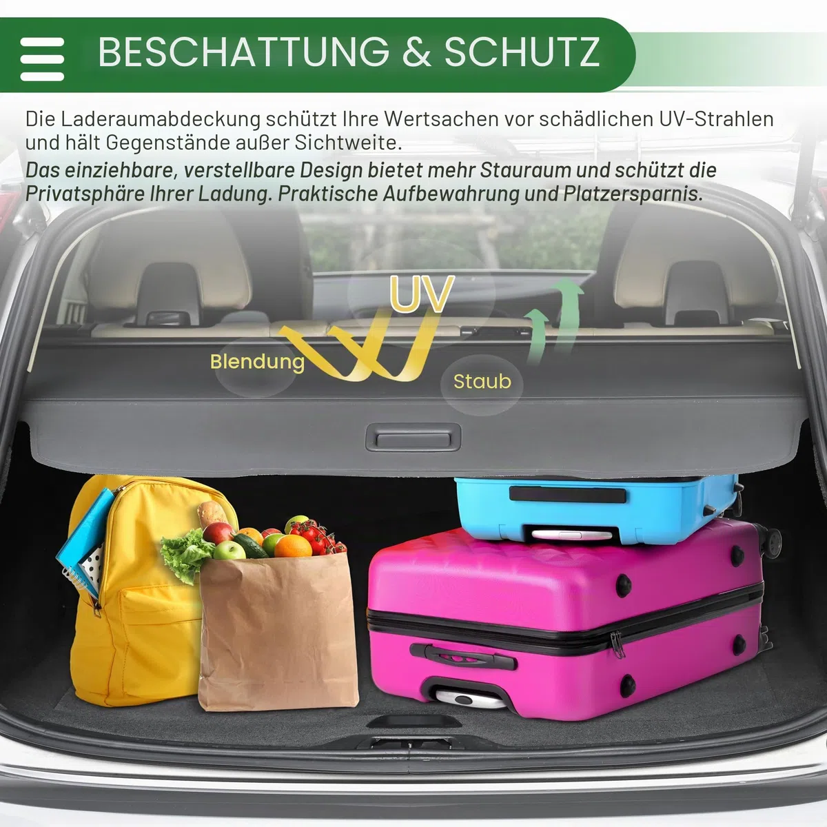 Motoforti Einziehbare Kofferraumabdeckung 1pc