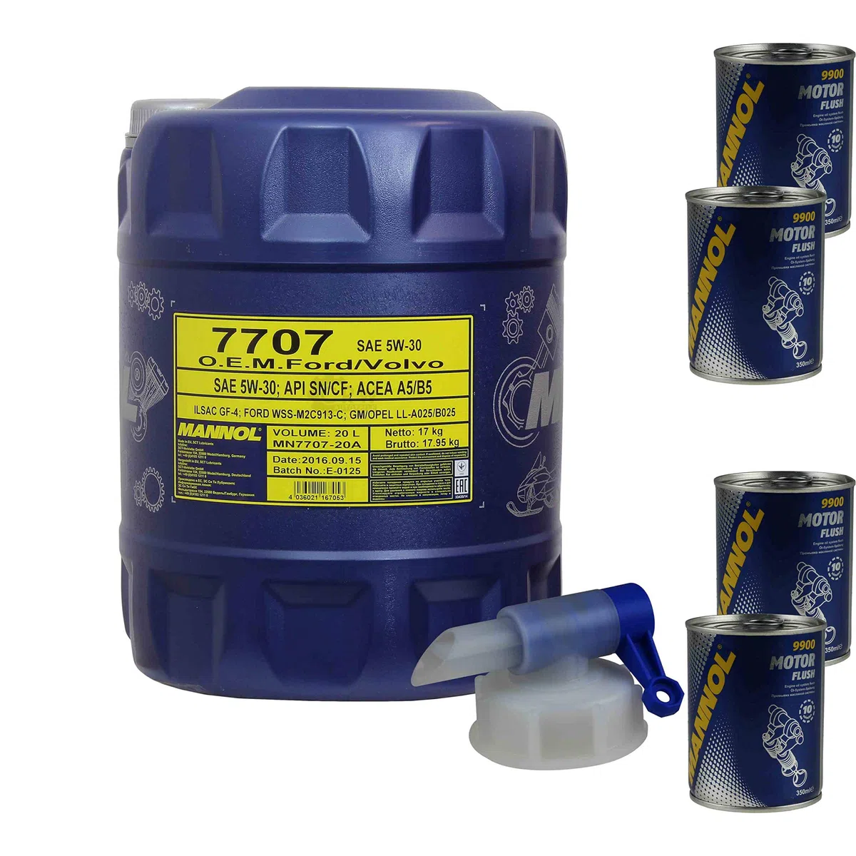 20L Motoröl MANNOL 7707 5W-30 4x Motor Flush ADDITIV