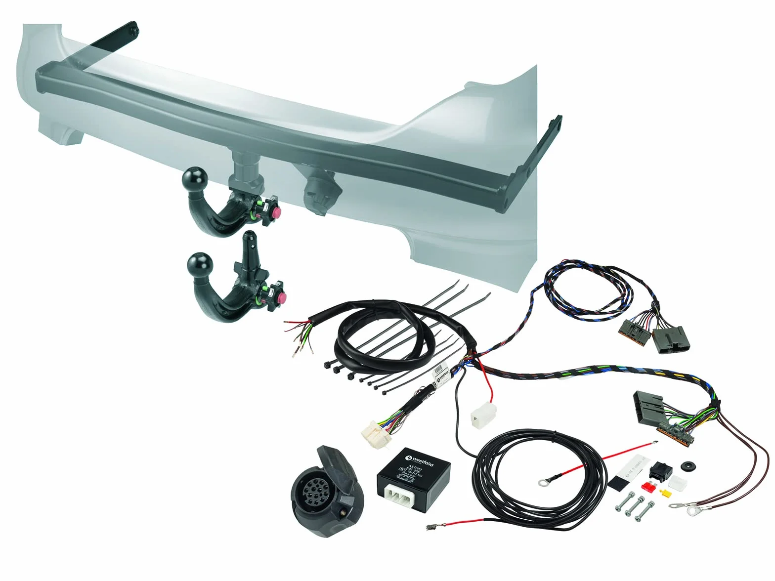 Westfalia Abnehmbare Anhängerkupplung für Ford Mondeo Limousine/Turnier (BJ 01/2015-04/2022) - im Set mit 13-pol. fzg.-spez. Westfalia Elektrosatz